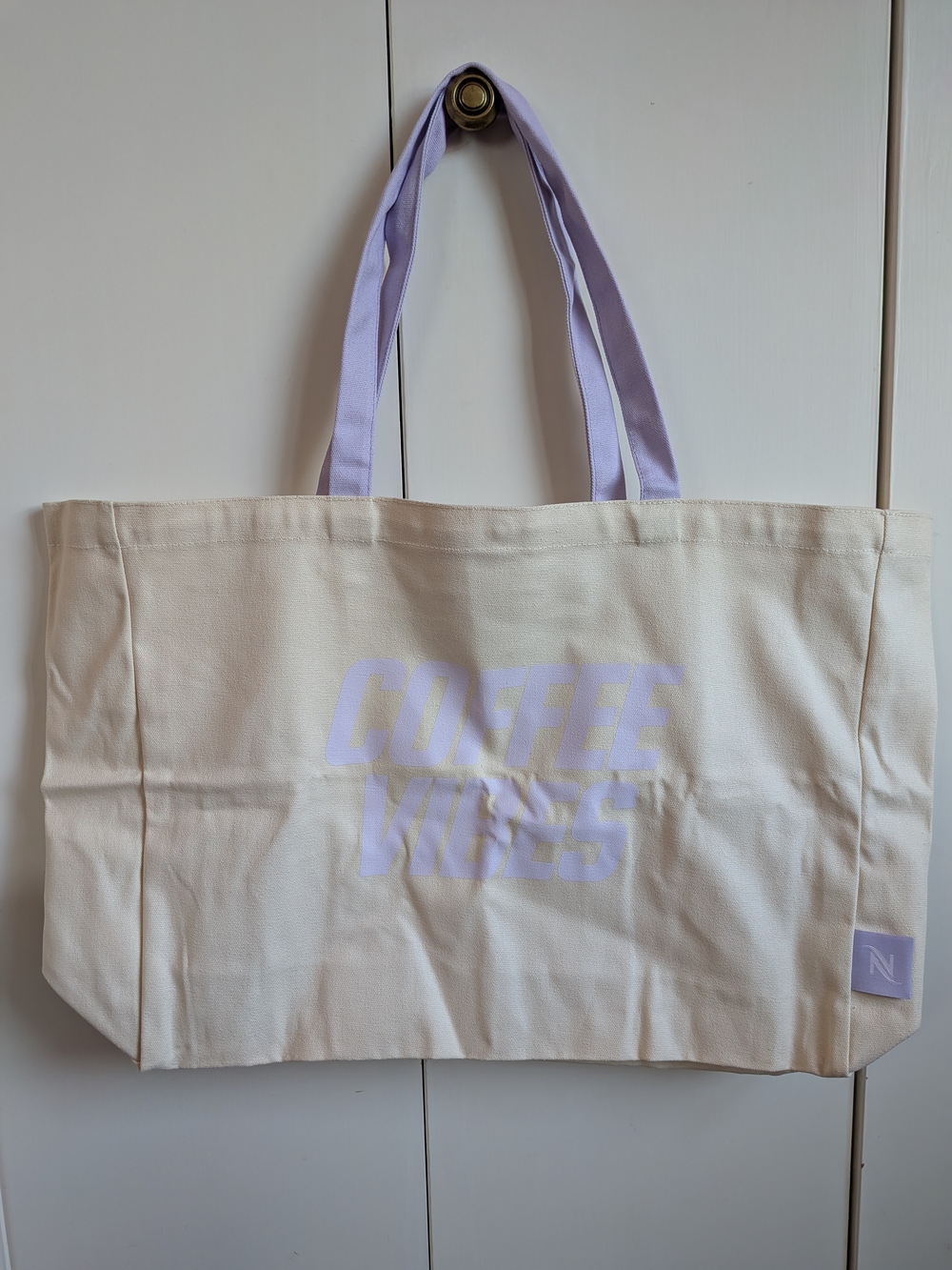 Nespresso Coffee Vibes Canvas Tote Bag with Lilac Handles